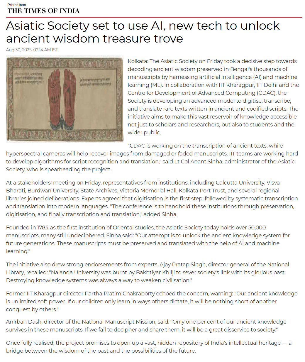 Asiatic Society set to use AI